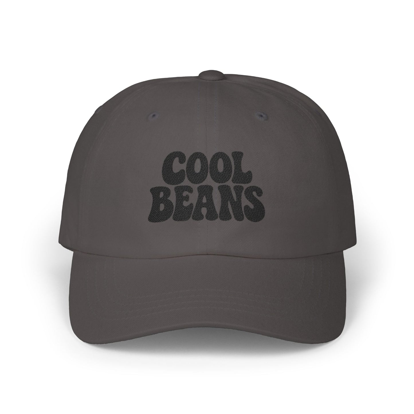 Cool Beans Classic Dad Hat – Embroidered Minimalist Text Hat for Chill Vibes and Quiet Comedy Fans. Black Letters