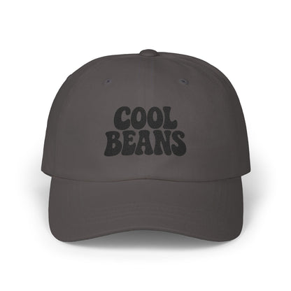 Cool Beans Classic Dad Hat – Embroidered Minimalist Text Hat for Chill Vibes and Quiet Comedy Fans. Black Letters