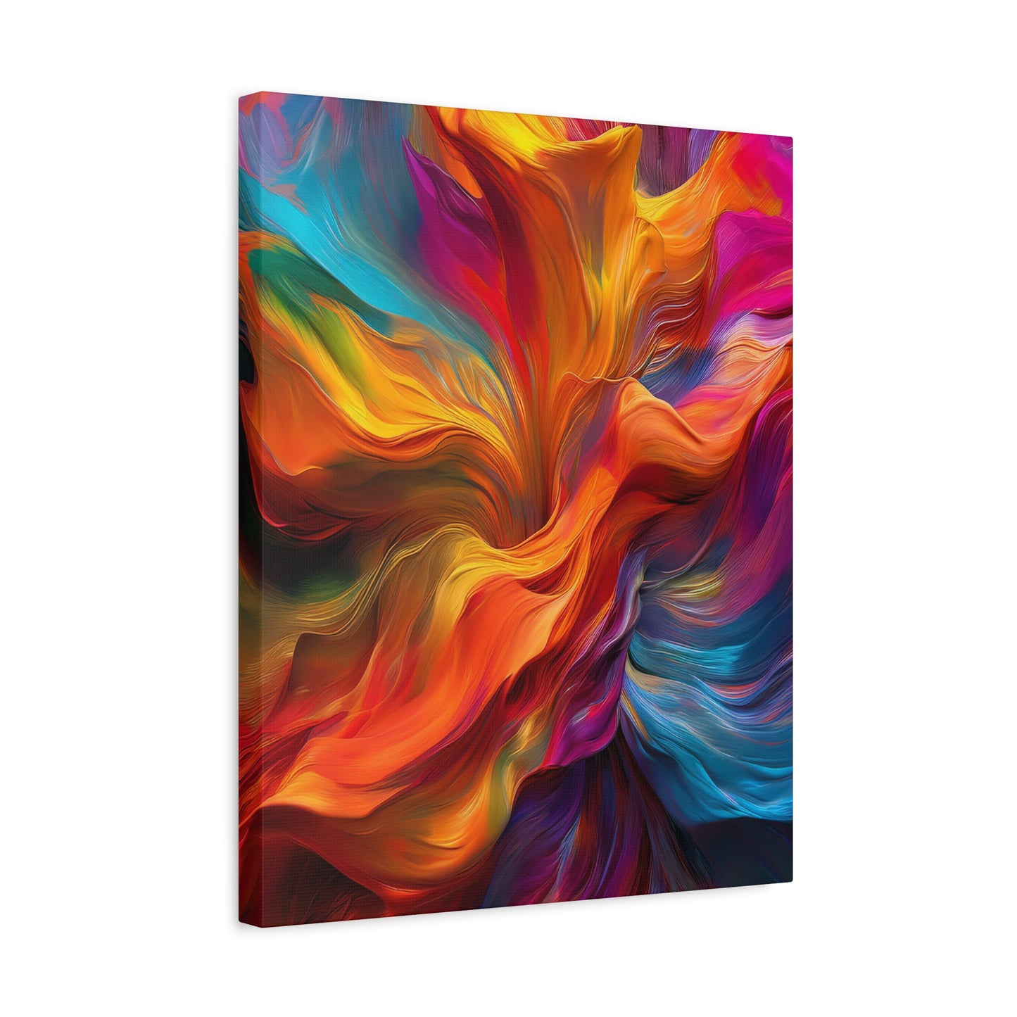 Rainbow Waves Vibrant Abstract Canvas Art - Colorful Stretched Wall Decor