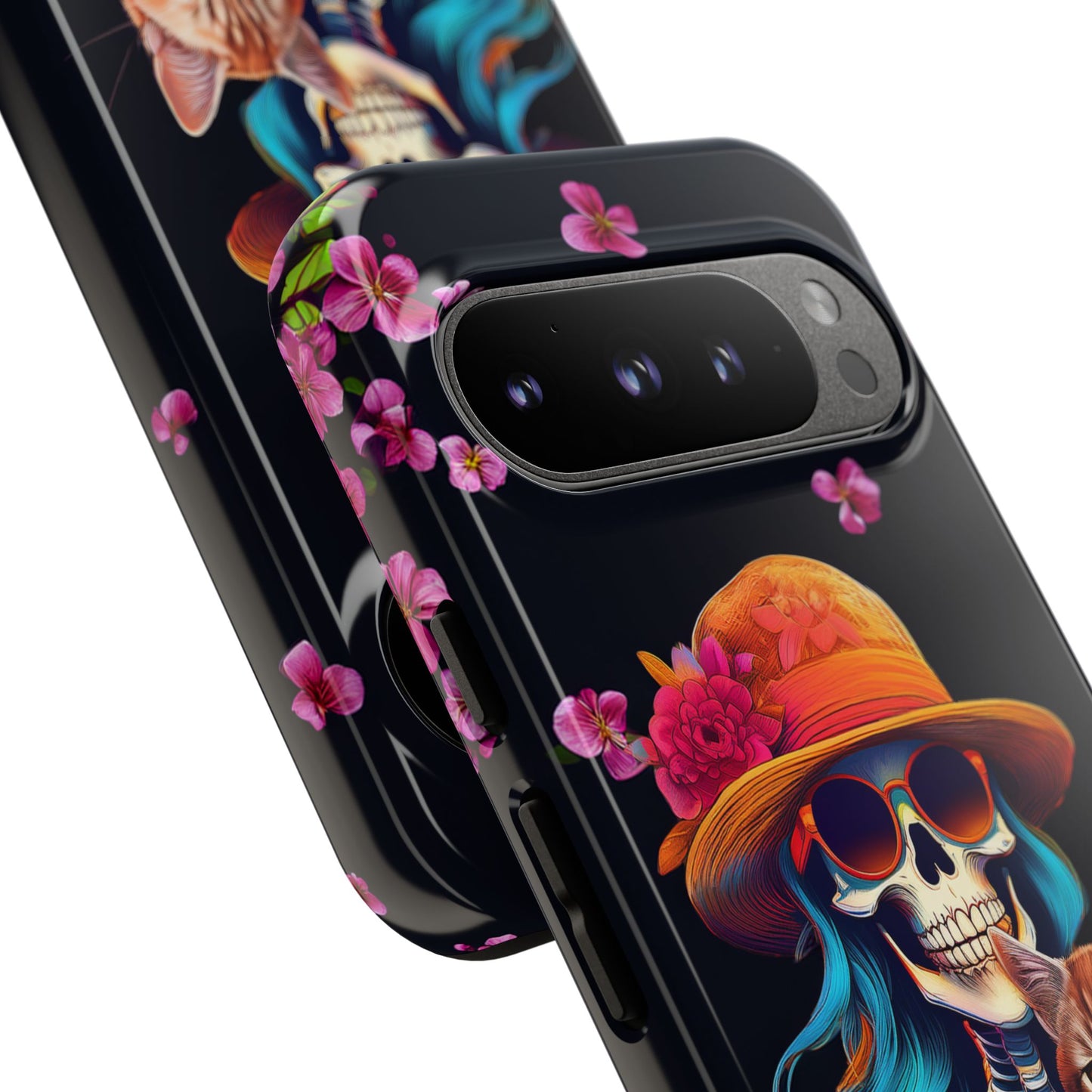 Skeleton holding a Cat Cell Phone Case 001