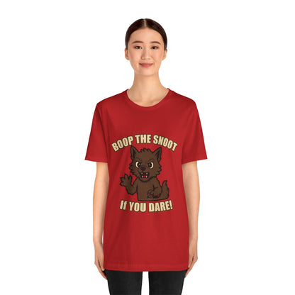 Boop the Snoot If You Dare Halloween Shirt – Funny Werewolf Halloween Graphic Unisex Jersey Short Sleeve Tee for Dog Lovers.