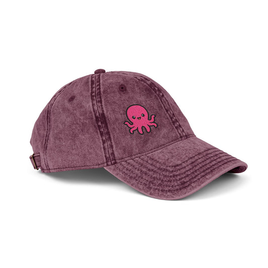 Cute Octopus Vintage Hat – Embroidered Kawaii Sea Creature Hat for Ocean Lovers and Tentacle Fans