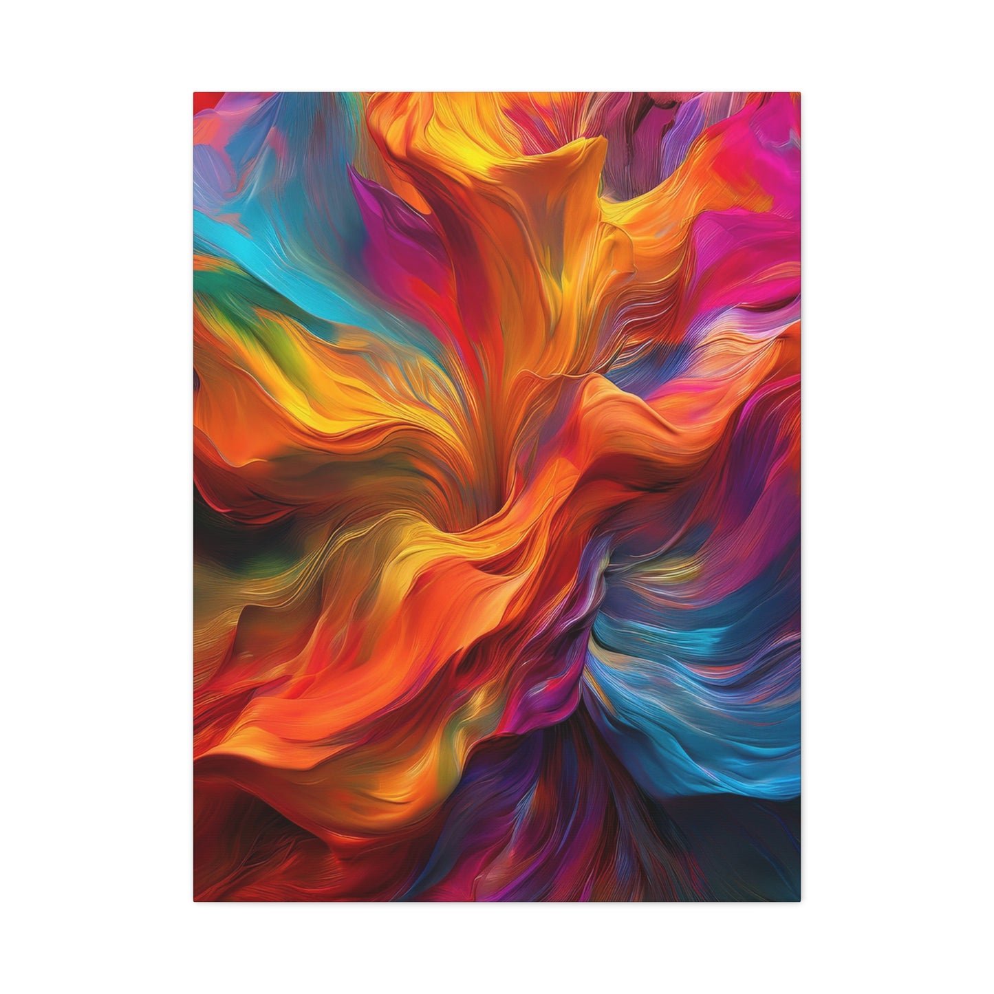 Rainbow Waves Vibrant Abstract Canvas Art - Colorful Stretched Wall Decor