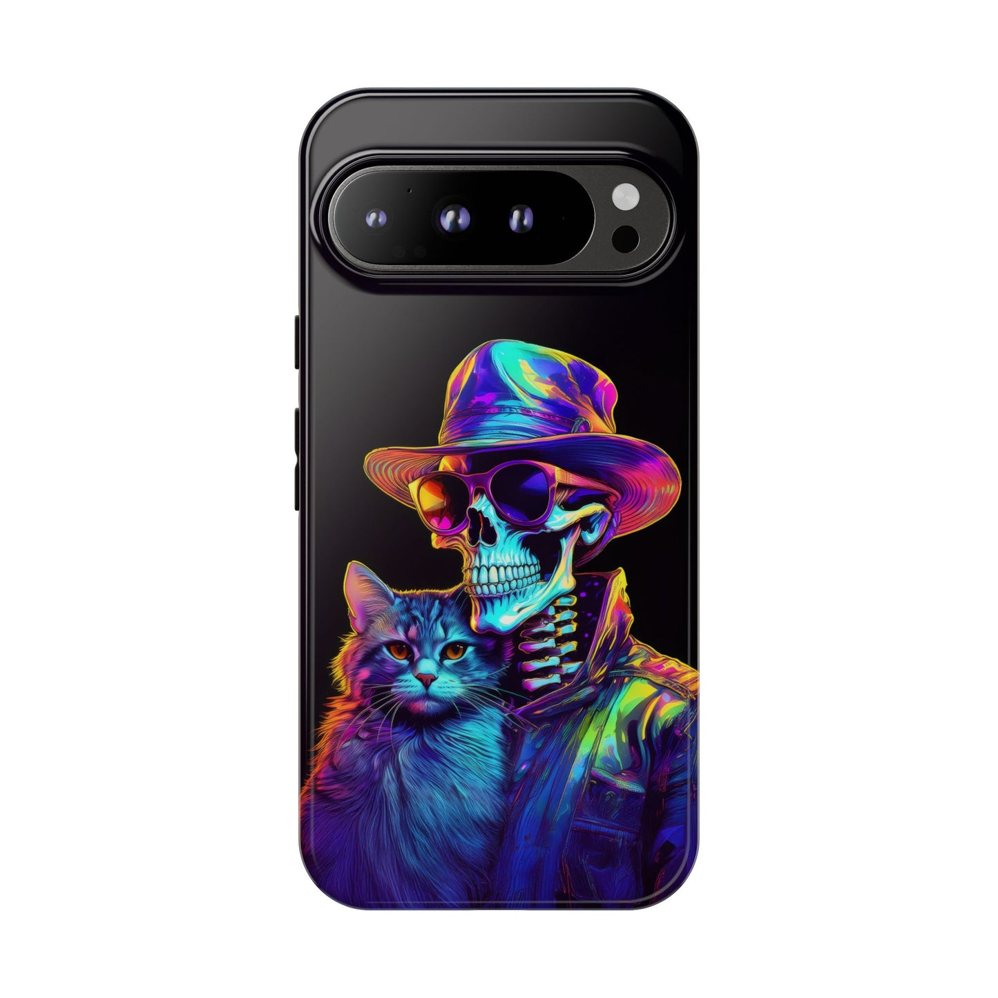 Skeleton holding a Cat Cell Phone Case 002