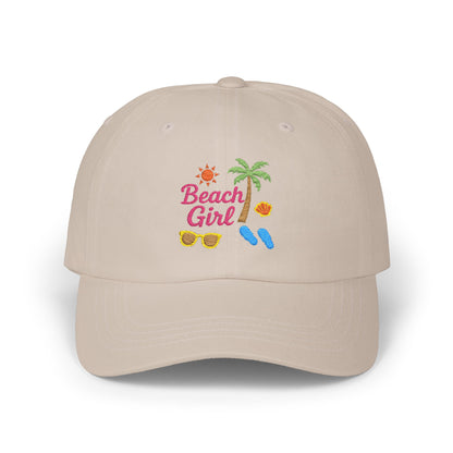 Beach Girl Classic Dad Hat – Embroidered Summer Hat for Ocean Lovers, Sun Seekers, and Coastal Cuties