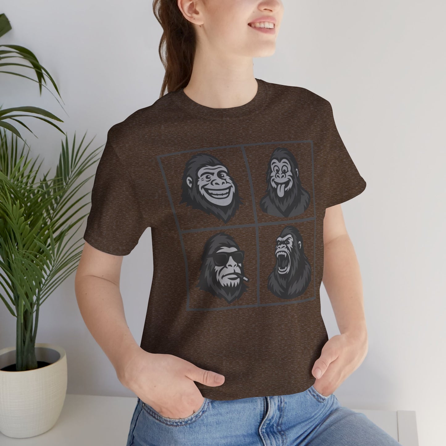Bigfoot Expression Collage Graphic Tee Dark Theme – Funny and Fierce Sasquatch Faces Design