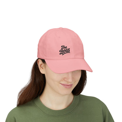 The Boss Classic Dad Hat – Embroidered Funny Statement Hat for Confident Leaders and Power Players. Black Letters