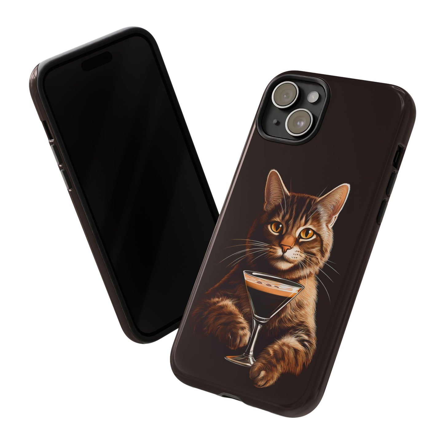 Sophisticated Cat with Espresso Martini Cell Phone Case 001