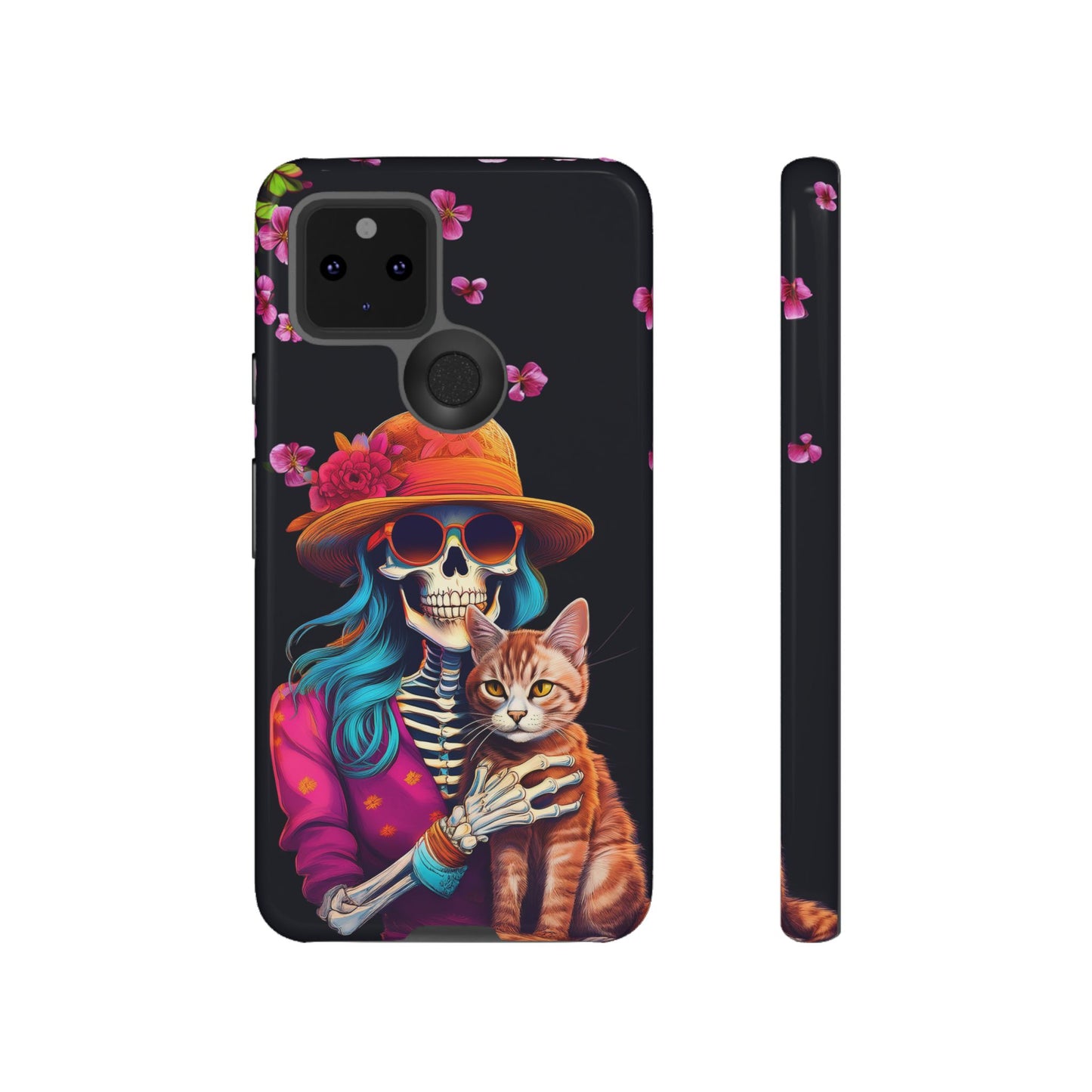 Skeleton holding a Cat Cell Phone Case 001