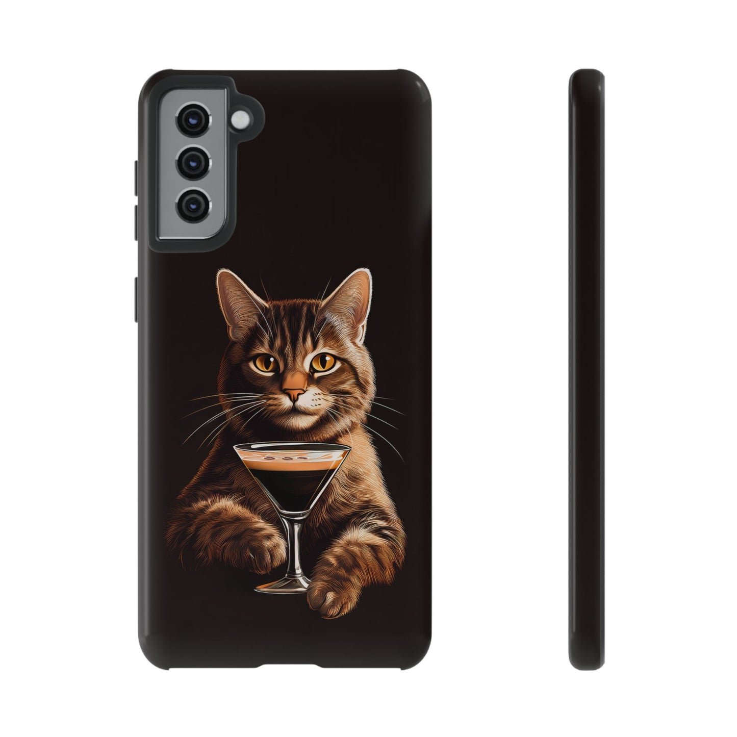 Sophisticated Cat with Espresso Martini Cell Phone Case 001