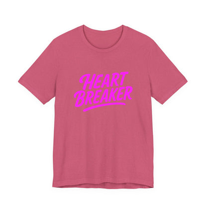 Colorful Design Heartbreaker Shirt – Neon Pink Retro Script Tee for Bold Women with Savage Energy. Unisex Jersey Short Sleeve Tee