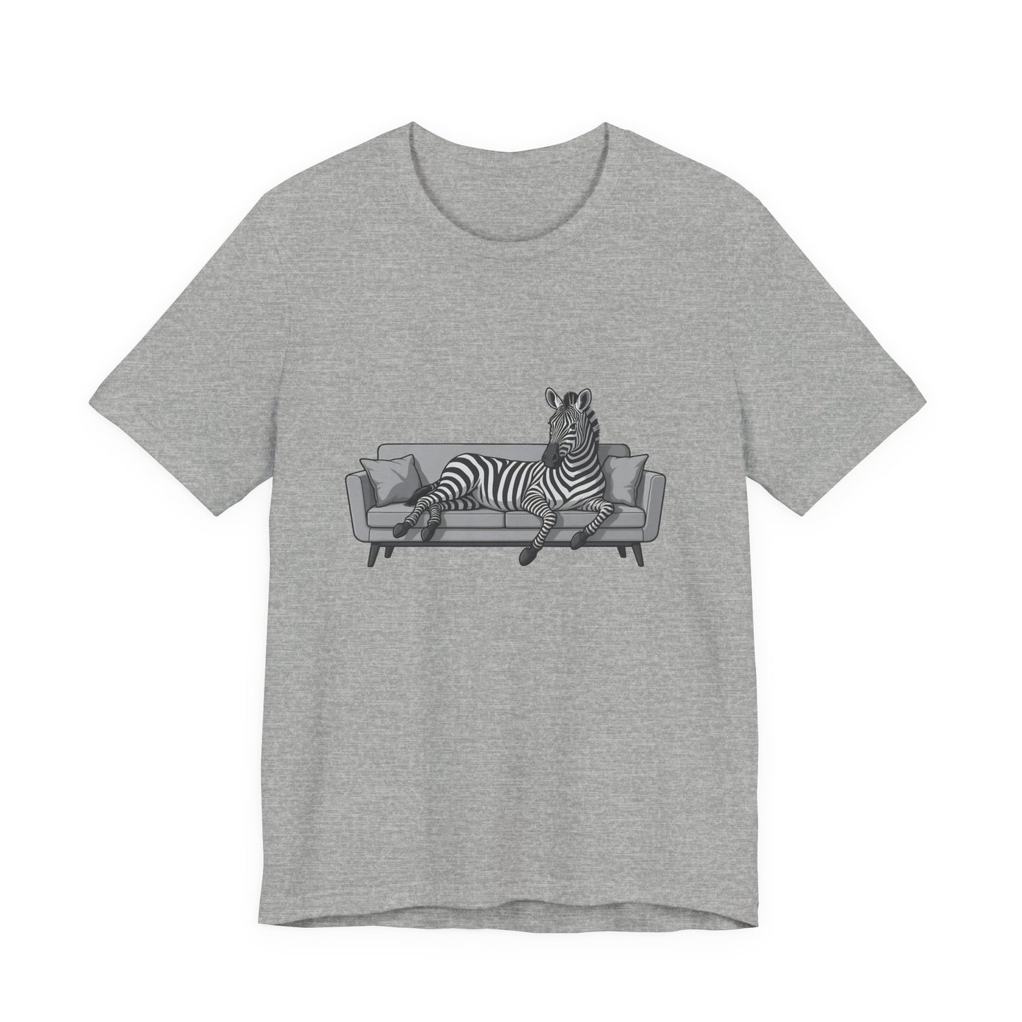 Relaxed Zebra on Couch Graphic Tee Dark Theme – Chill Animal Art with Modern Vector Design