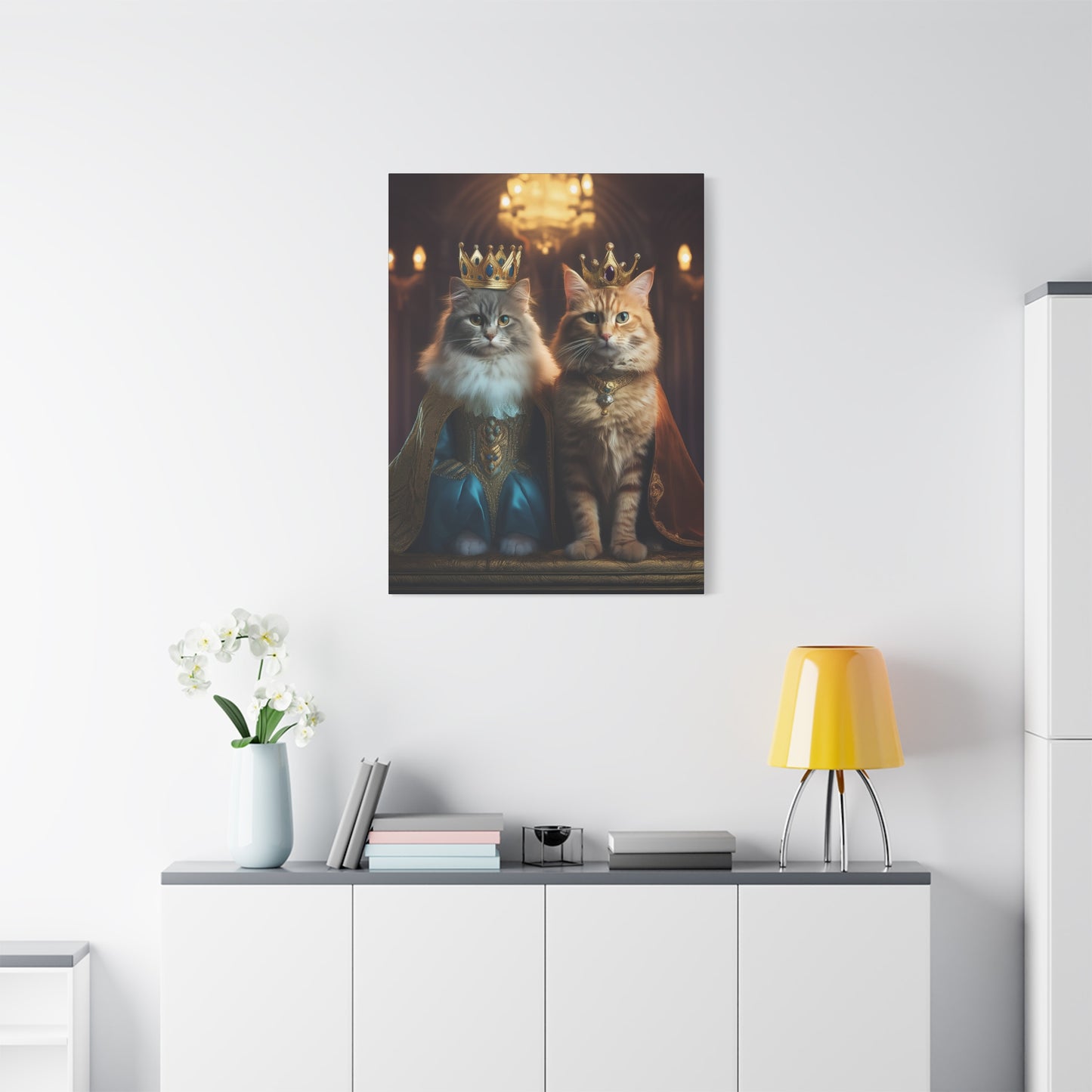 The Royal King and Queen of Meowsington Canvas Art | Stretched Matte Wall Decor 003