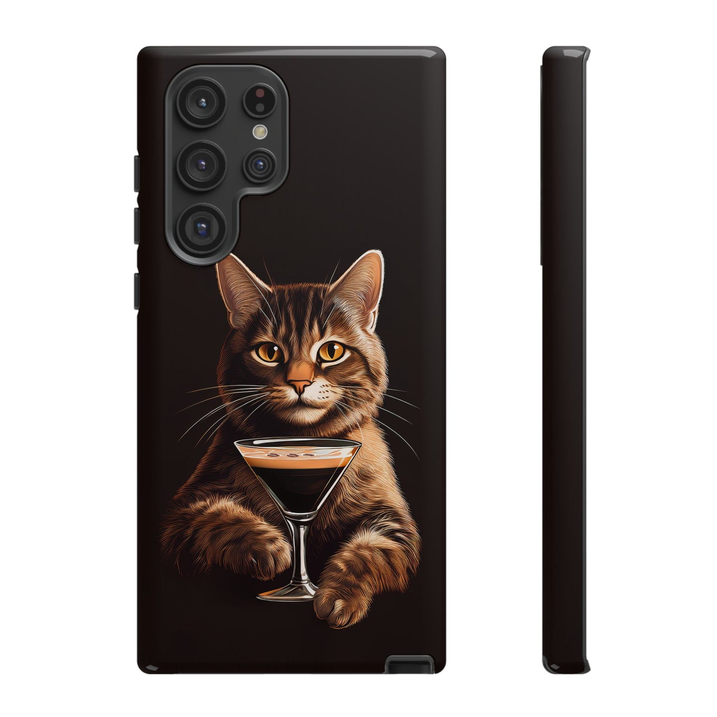 Sophisticated Cat with Espresso Martini Cell Phone Case 001