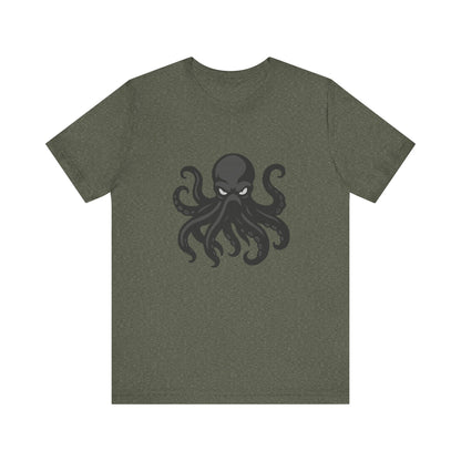 Dark Theme Octopus Graphic T-Shirt – Fierce Grayscale Tentacle Design on Black Tee with Bold Energy and Modern Ghost Effect. Unisex Jersey Short Sleeve Tee