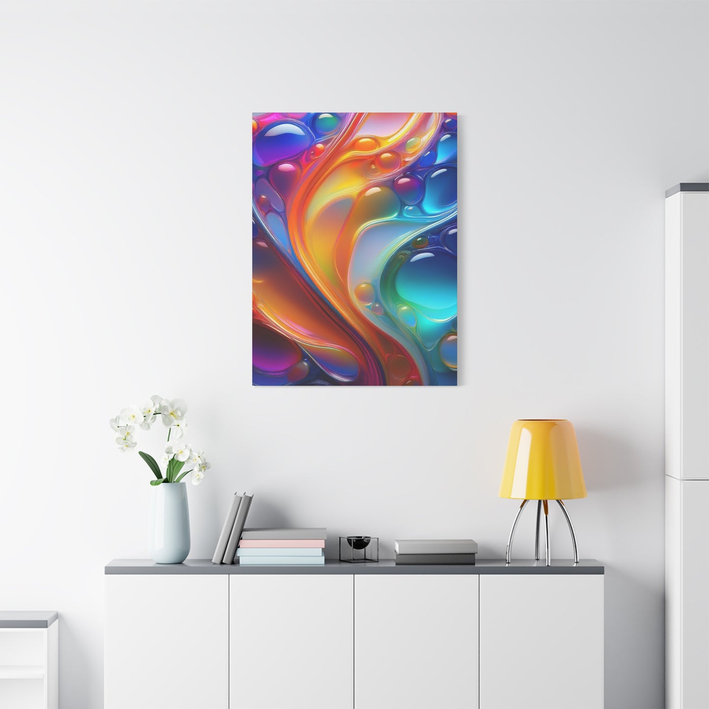 Flowing Glass Abstract Art Canvas Print - Colorful Fluid Design, Stretched Wall Decor