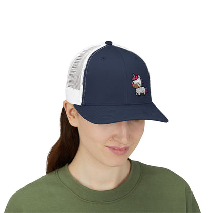 Cute Unicorn Trucker Hat – Embroidered Kawaii Unicorn Hat with Rainbow Tail for Magical Vibes and Whimsical Style
