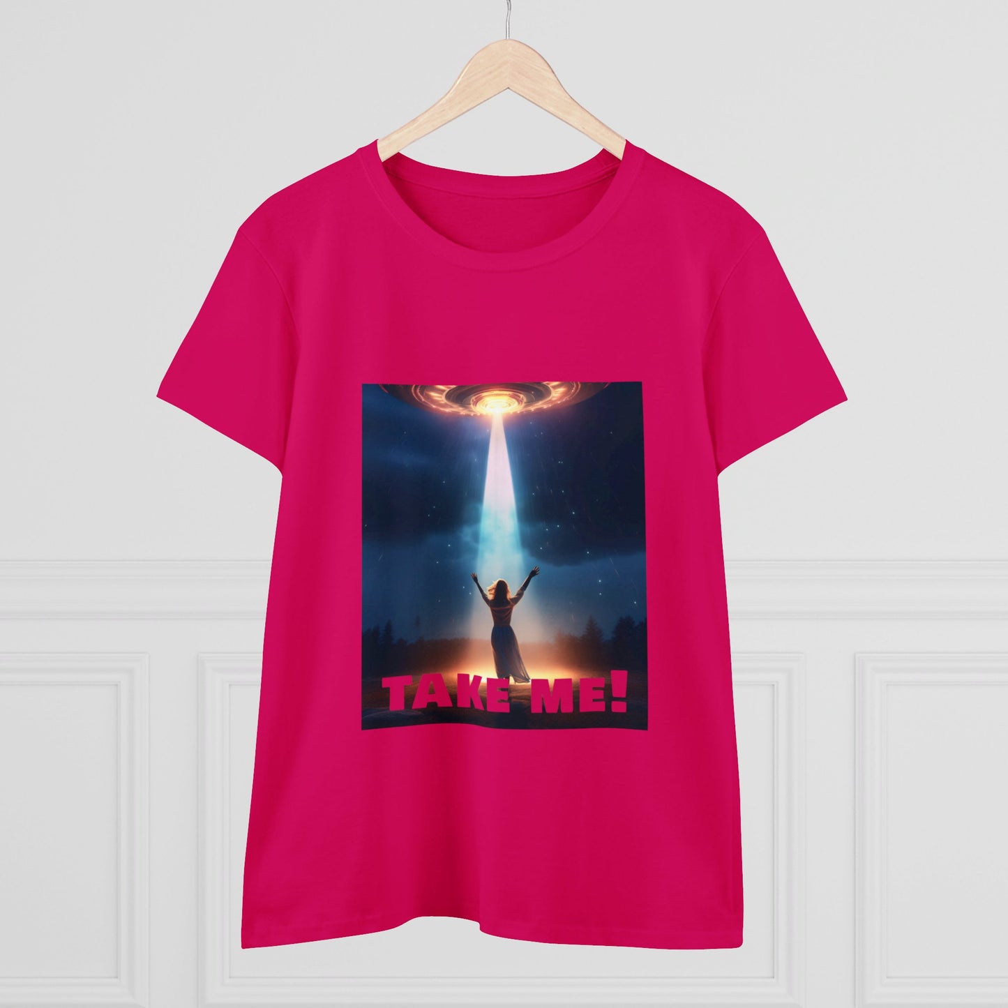 Take me! on your Alien ship. Women's Midweight Cotton Tee