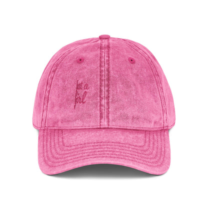 Just a Girl Vintage Hat – Minimalist Script Hat with Bold Feminine Energy and Classic Style