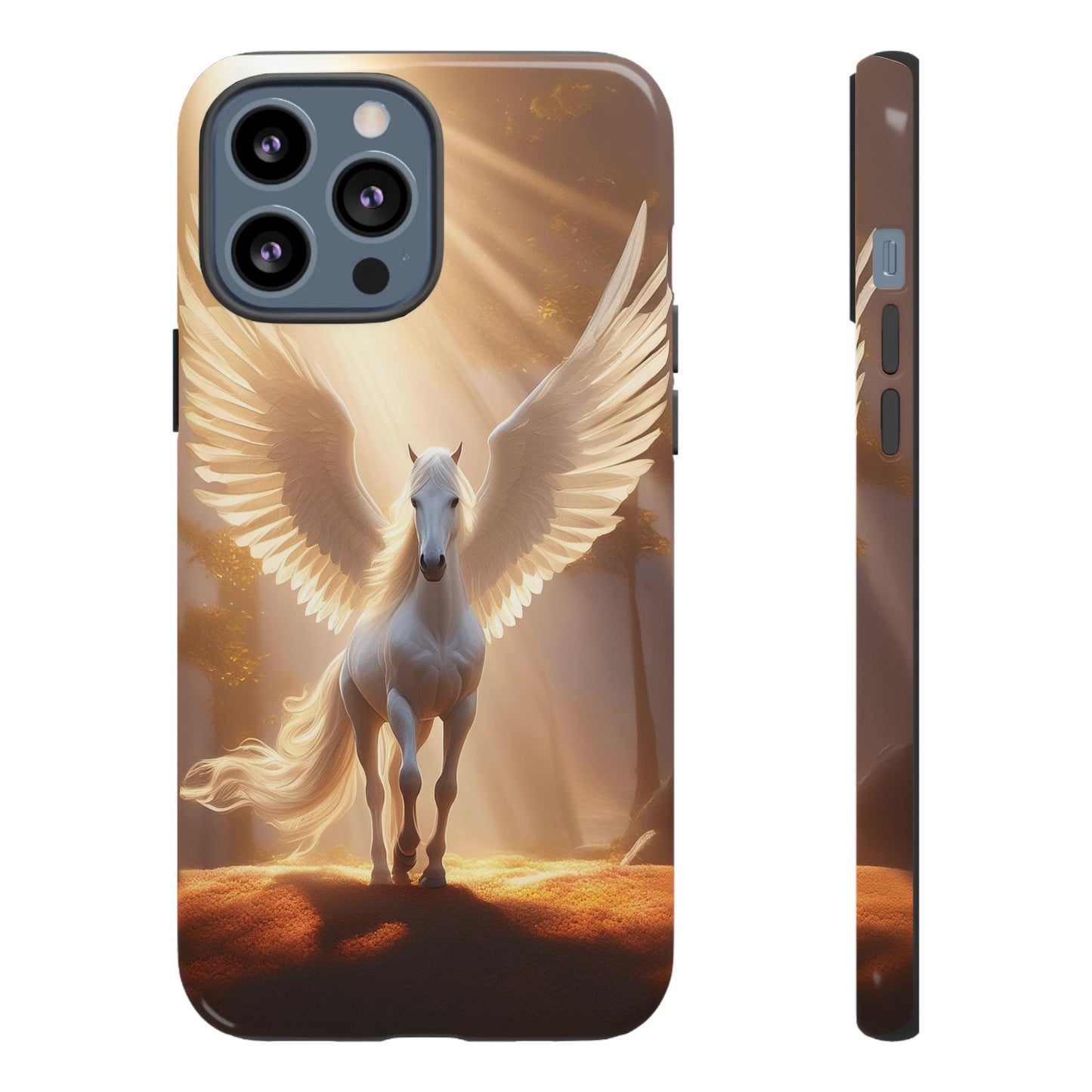 Pegasus Horse with beautiful wings lit by sun rays Tough Cases