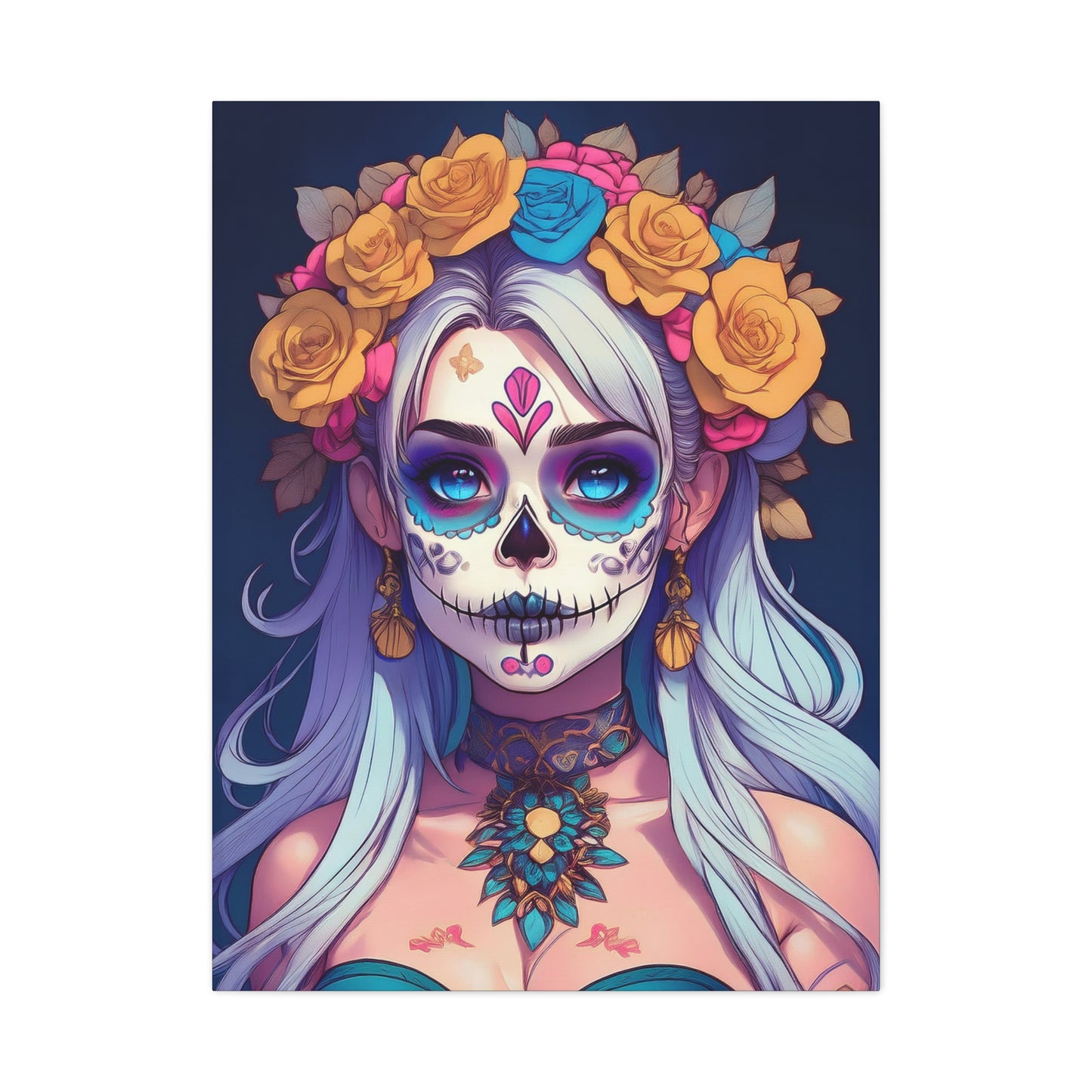 Dia de los Muertos Canvas Art | Day of the Dead - Stretched Matte Wall Decor 014