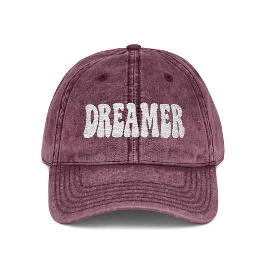 Dreamer Vintage Hat – Embroidered Minimalist Script Hat for Visionaries, Creatives, and Chill Daydreamers