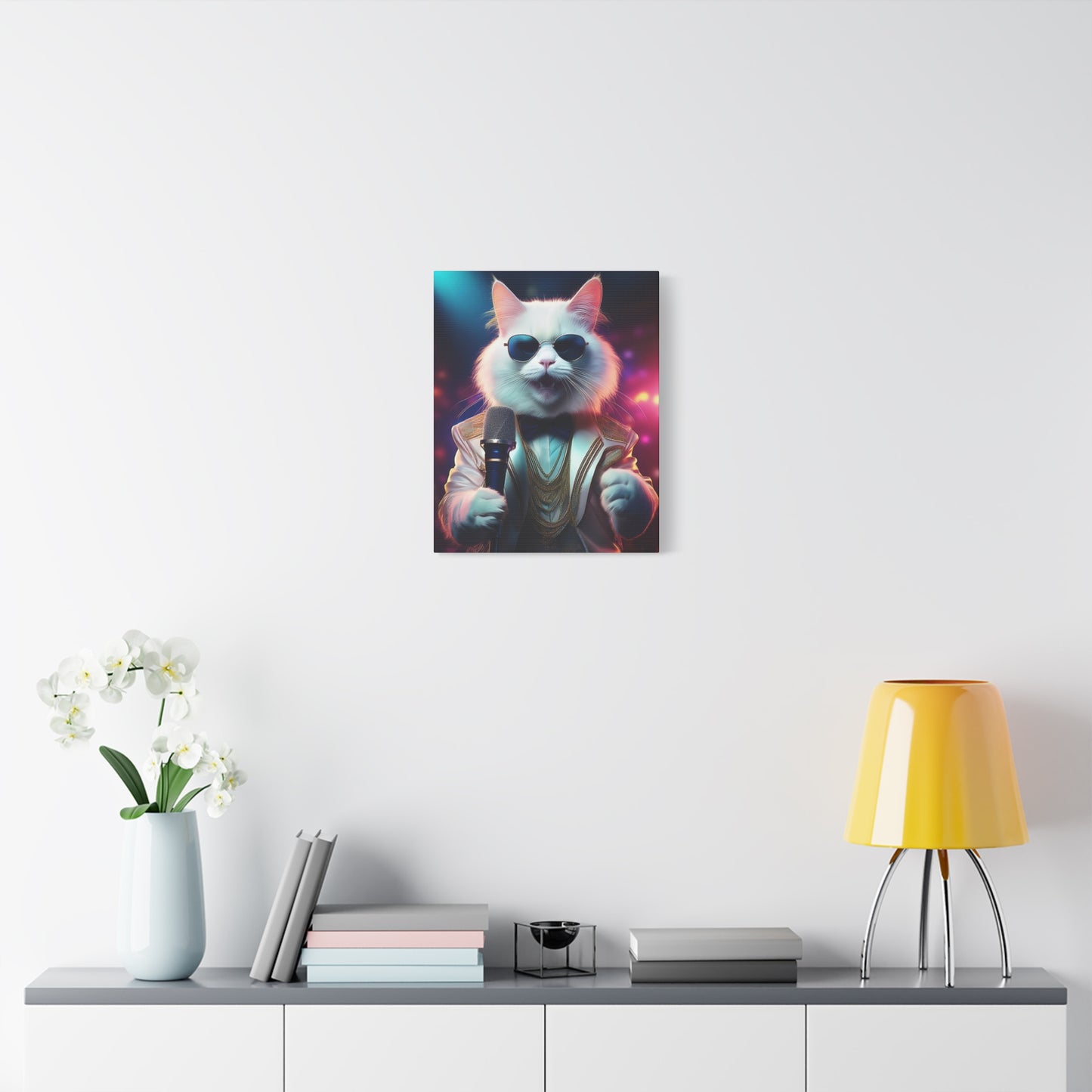 Purr-fectly Cool Lounge Cat Canvas Art | Stretched Matte Wall Decor 002