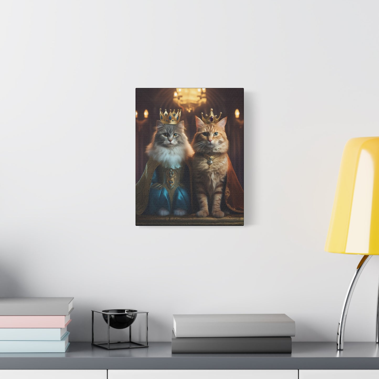 The Royal King and Queen of Meowsington Canvas Art | Stretched Matte Wall Decor 003