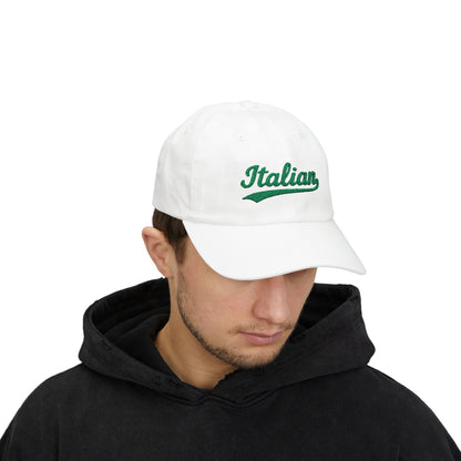 Italian Embroidered Classic Dad Hat – Script Baseball Hat for Italian Pride, Heritage, and Big Sauce Energy