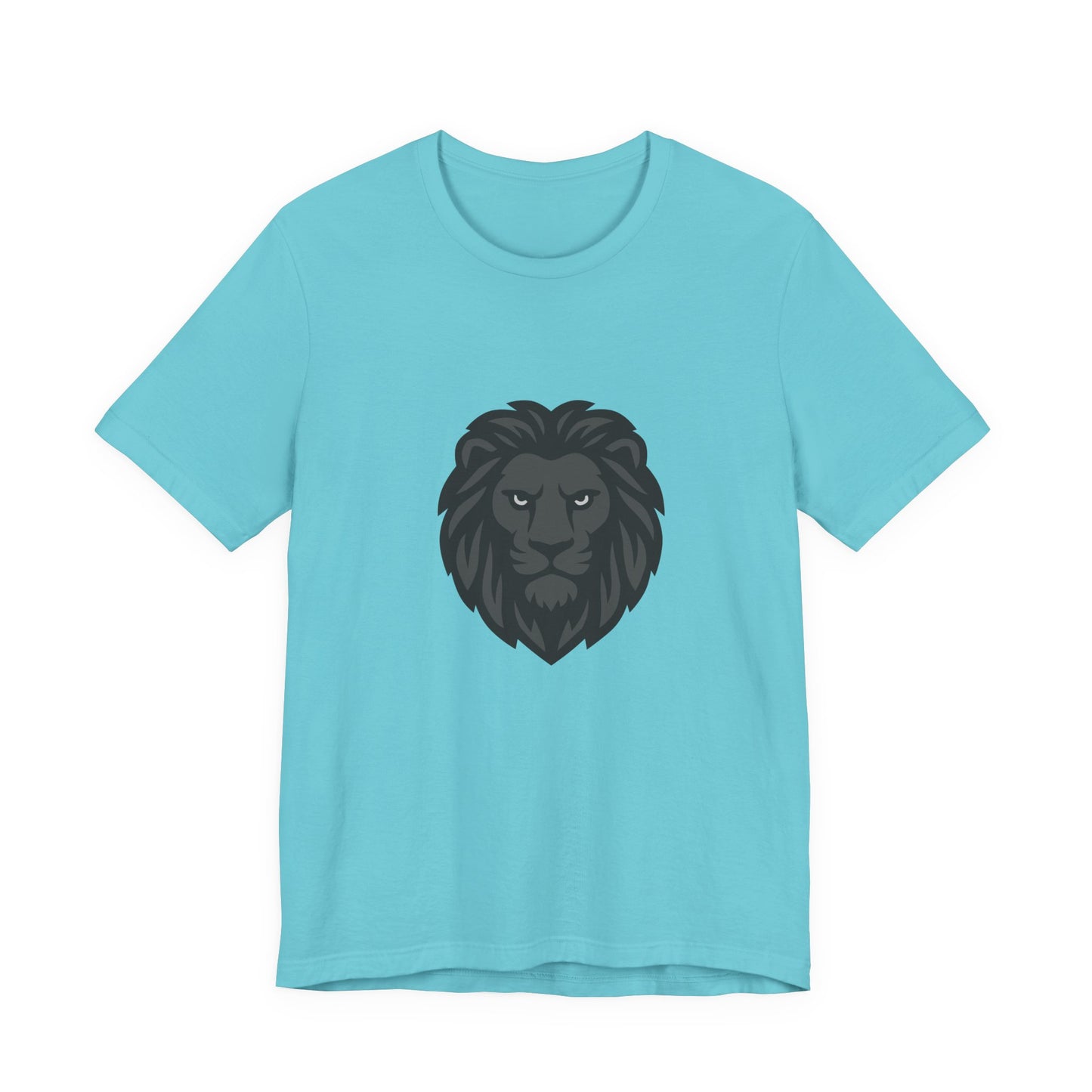 Dark Lion Graphic T-Shirt – Dark Theme Grayscale Lion Face Design on Black Tee for Strength, Confidence, and Modern Ghost Effect Style. Unisex Jersey Short Sleeve Tee