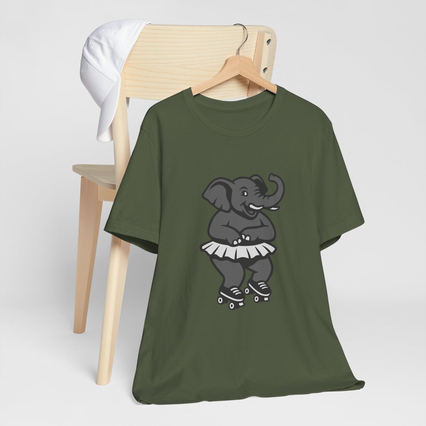 Roller Skating Elephant Graphic Tee Dark Theme – Funny Circus Style Vector Design