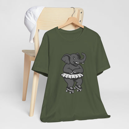 Roller Skating Elephant Graphic Tee Dark Theme – Funny Circus Style Vector Design