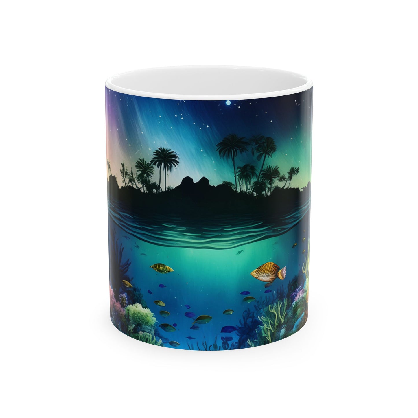 Auroras Over The Ocean Ceramic Mug, (11oz, 15oz)