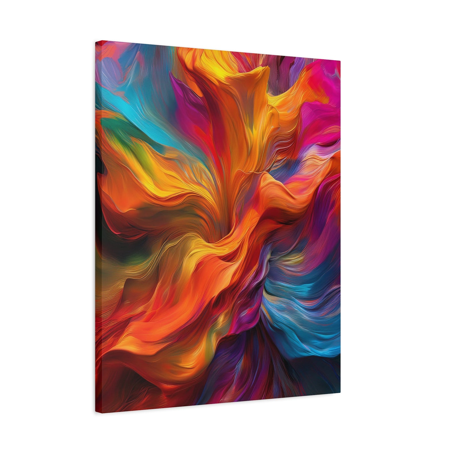 Rainbow Waves Vibrant Abstract Canvas Art - Colorful Stretched Wall Decor