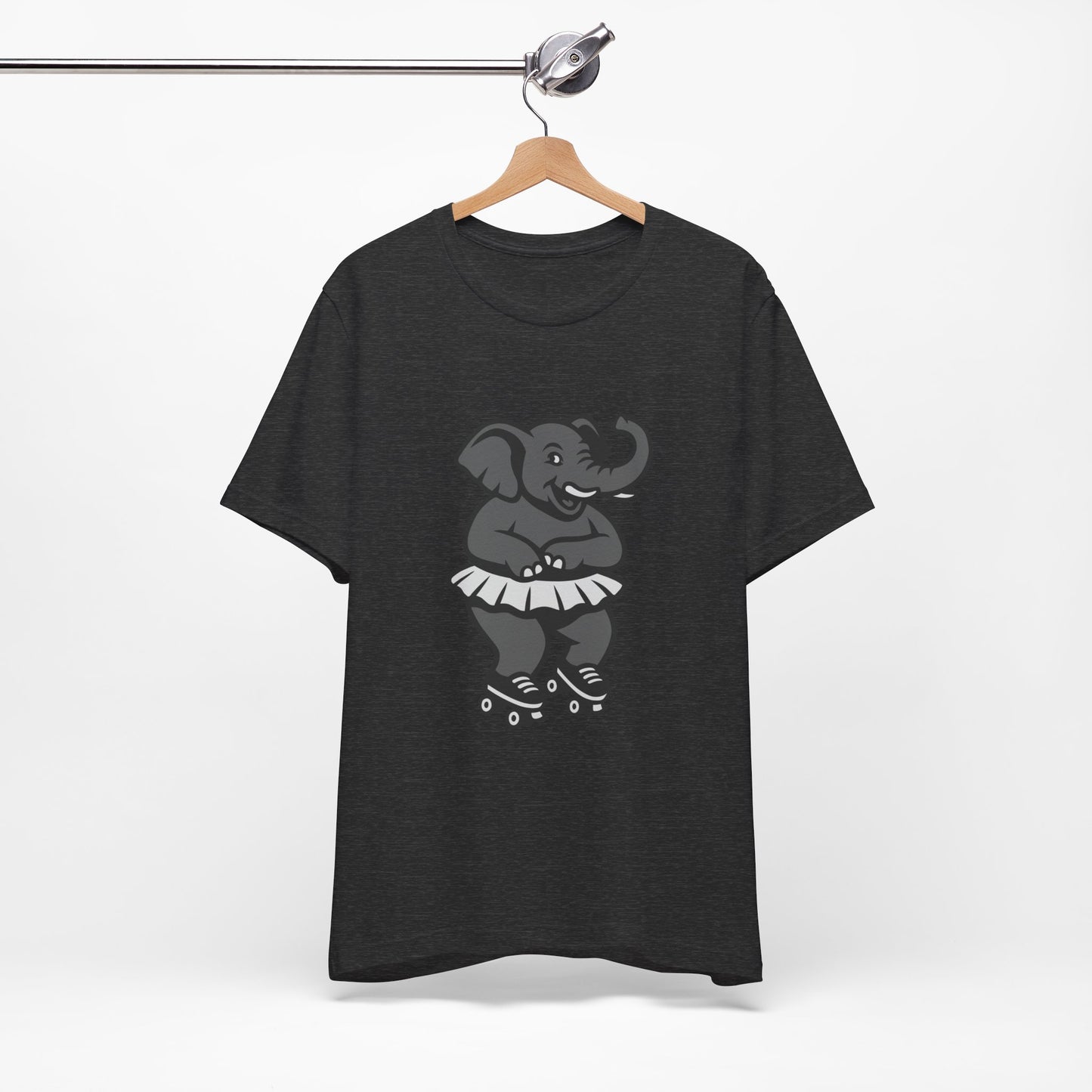 Roller Skating Elephant Graphic Tee Dark Theme – Funny Circus Style Vector Design