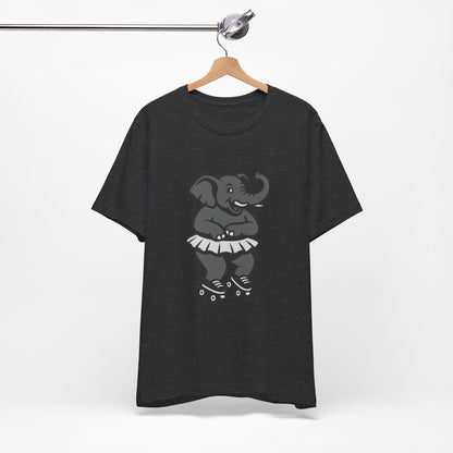 Roller Skating Elephant Graphic Tee Dark Theme – Funny Circus Style Vector Design