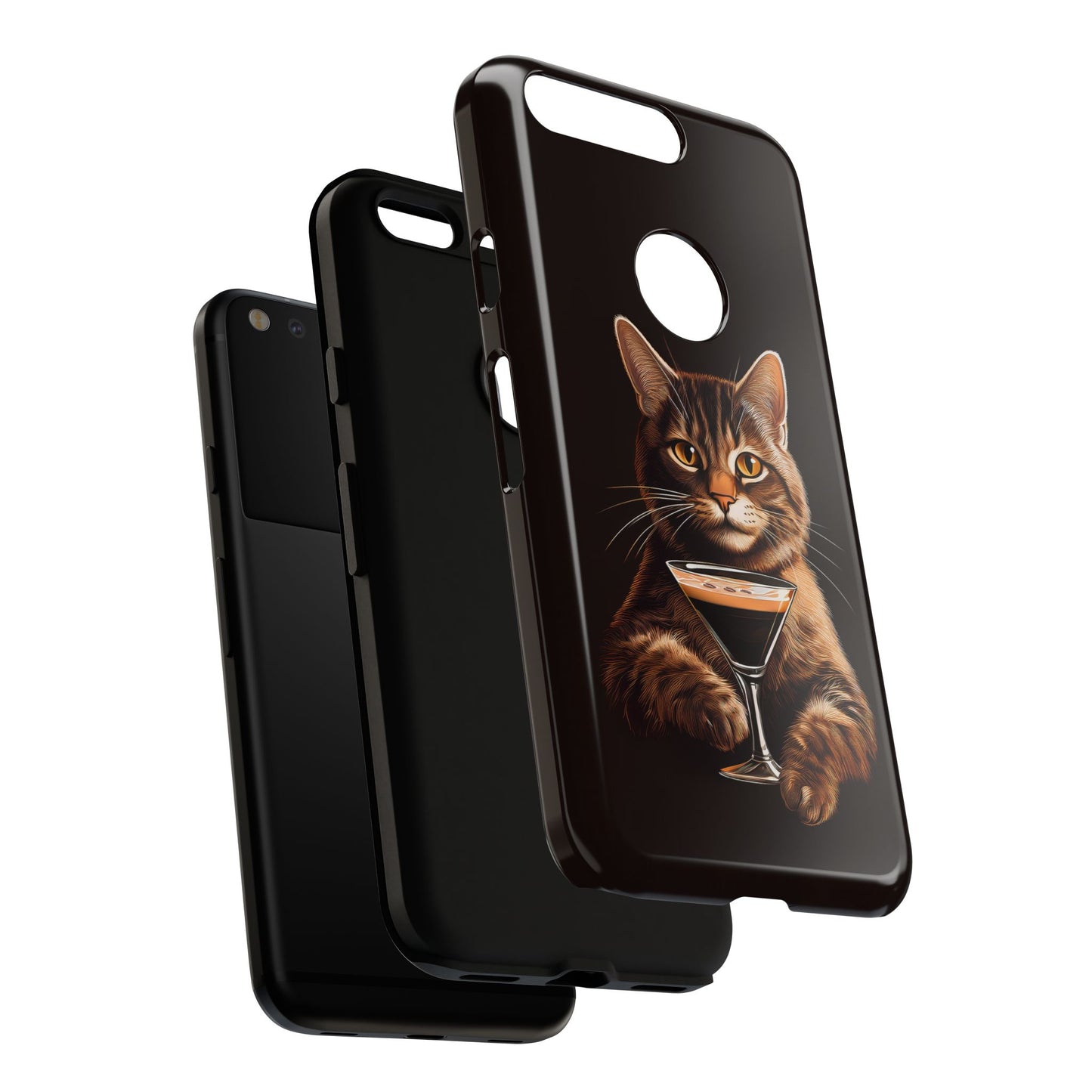 Sophisticated Cat with Espresso Martini Cell Phone Case 001