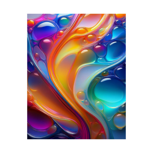 Flowing Glass Abstract Matte Vertical Poster - Colorful Wall Art for Home Decor