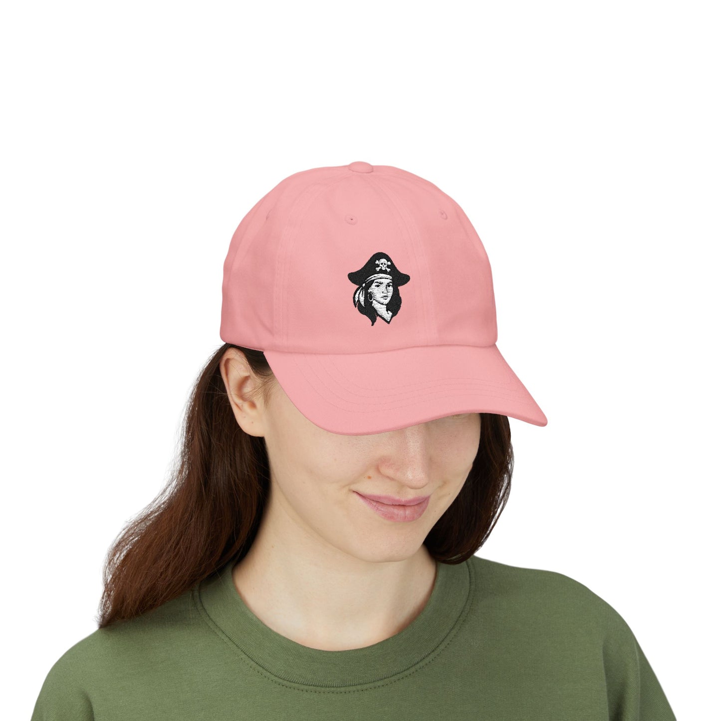 Pirate Girl Embroidered Classic Dad Hat – Bold Skull and Crossbones Graphic for Edgy Style, Retro Vibes, and Pirate-Themed Flair