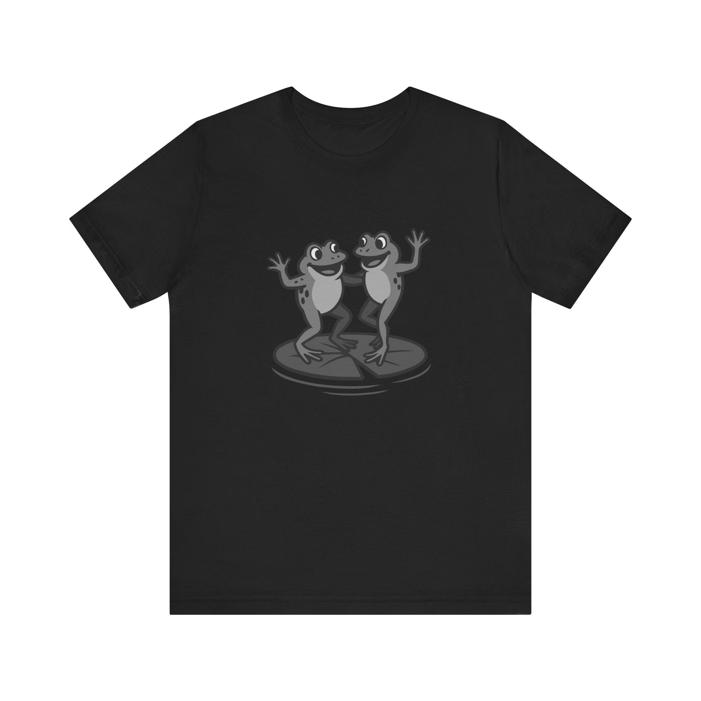 Dancing Frogs Graphic Tee Dark Theme – Funny Frog Duo Vector Design with Playful Energy
