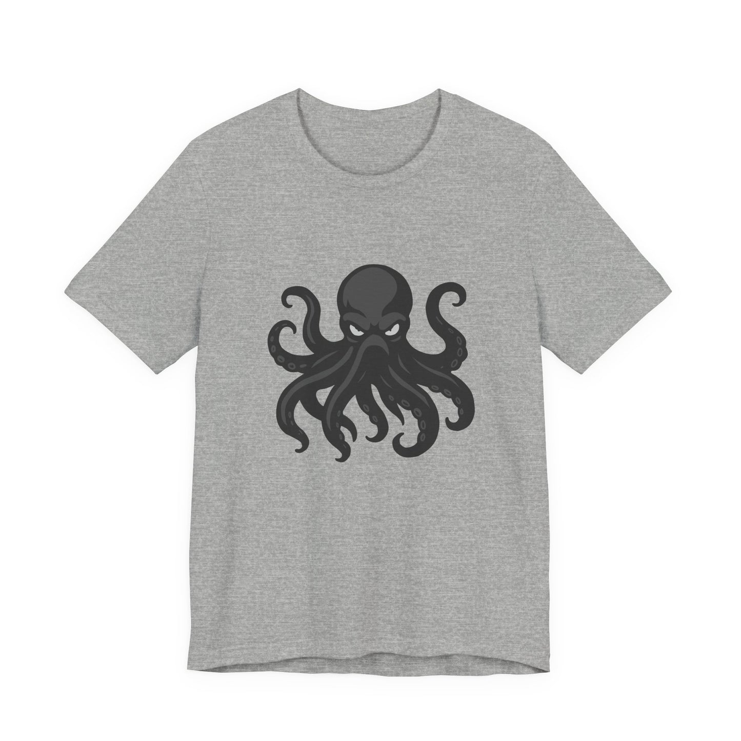 Dark Theme Octopus Graphic T-Shirt – Fierce Grayscale Tentacle Design on Black Tee with Bold Energy and Modern Ghost Effect. Unisex Jersey Short Sleeve Tee