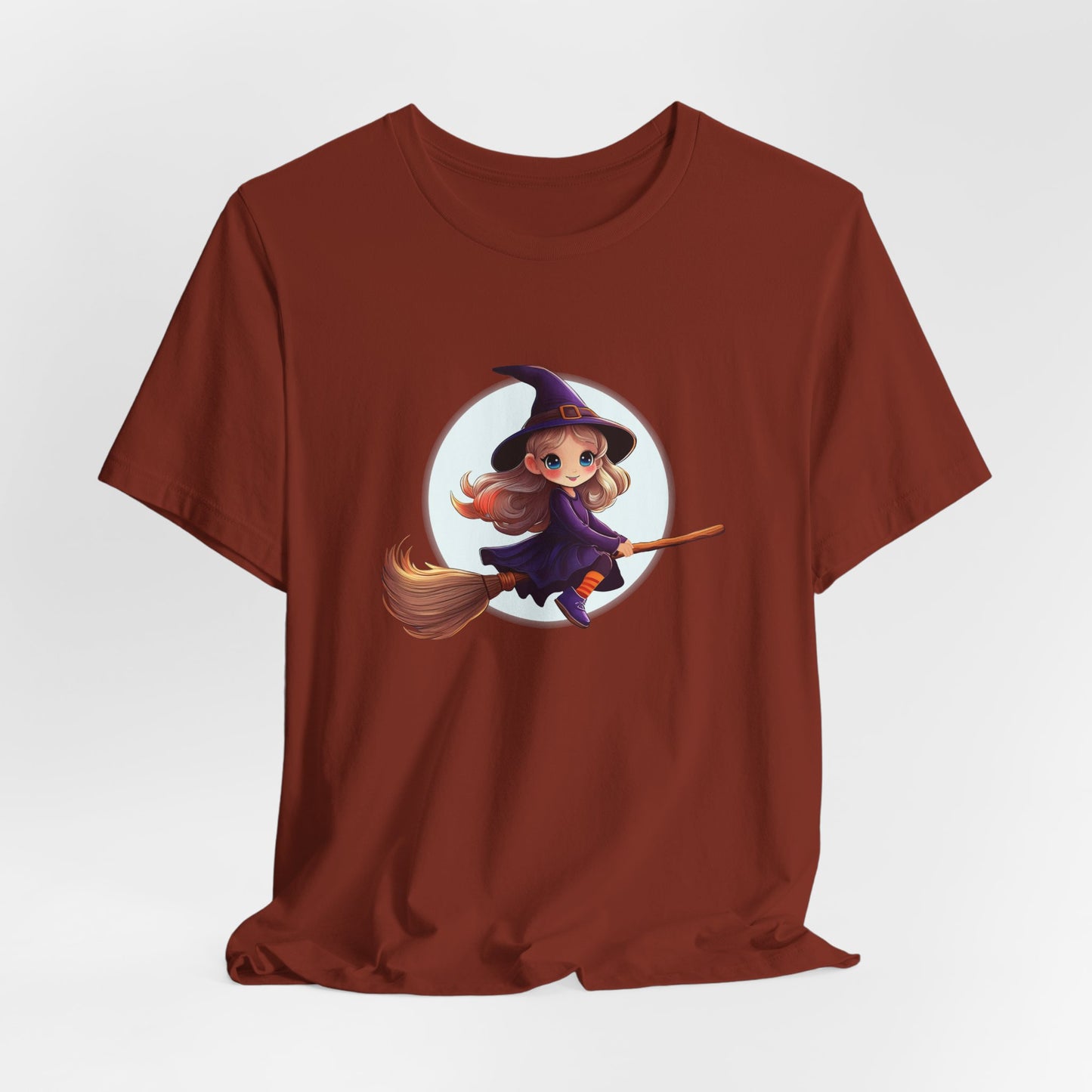 Cute Witch on a Broom Halloween Shirt – Adorable Flying Witch Graphic Tee for Kids and Magic Lovers