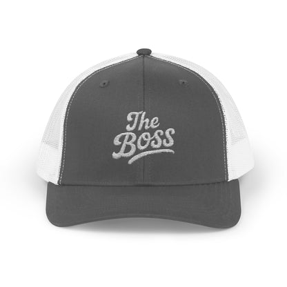 The Boss Trucker Hat – Embroidered Statement Hat for Power Moves Only. White Letters