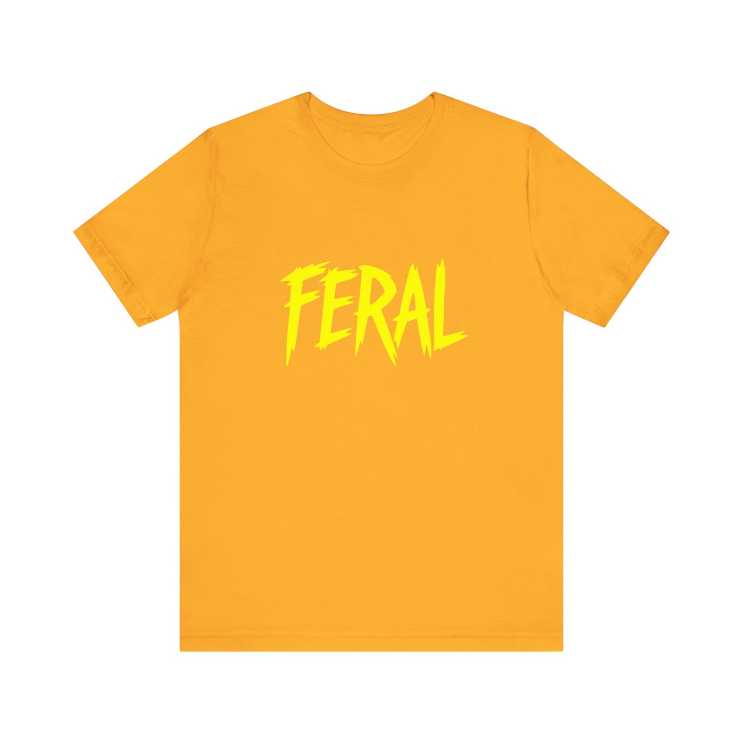 Colorful Design FERAL Shirt – Bright Yellow Chaos Tee for Women Who Are Loud, Wild, and Loving It. Unisex Jersey Short Sleeve Tee