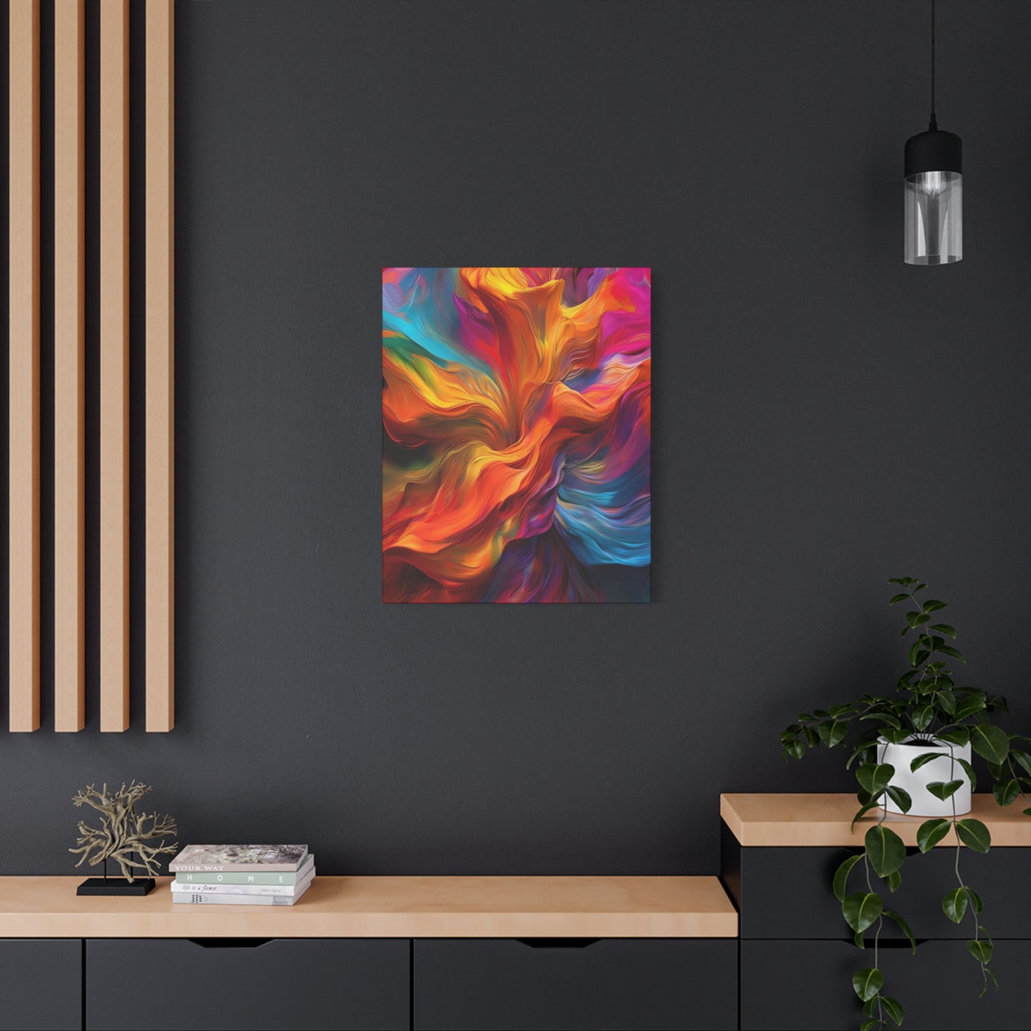 Rainbow Waves Vibrant Abstract Canvas Art - Colorful Stretched Wall Decor