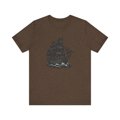 Pirate Ship Graphic Tee Dark Theme – Bold Vector Design with Ghostly Ocean Vibes