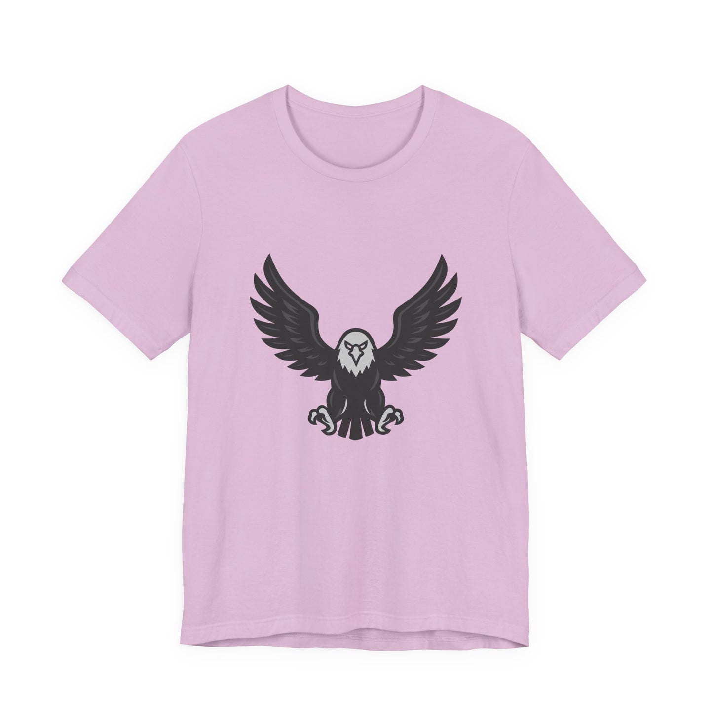 Eagle Wings Graphic T-Shirt – Dark Theme Grayscale Soaring Predator Design on Black Tee with Intensity and Modern Ghost Effect. Unisex Jersey Short Sleeve Tee