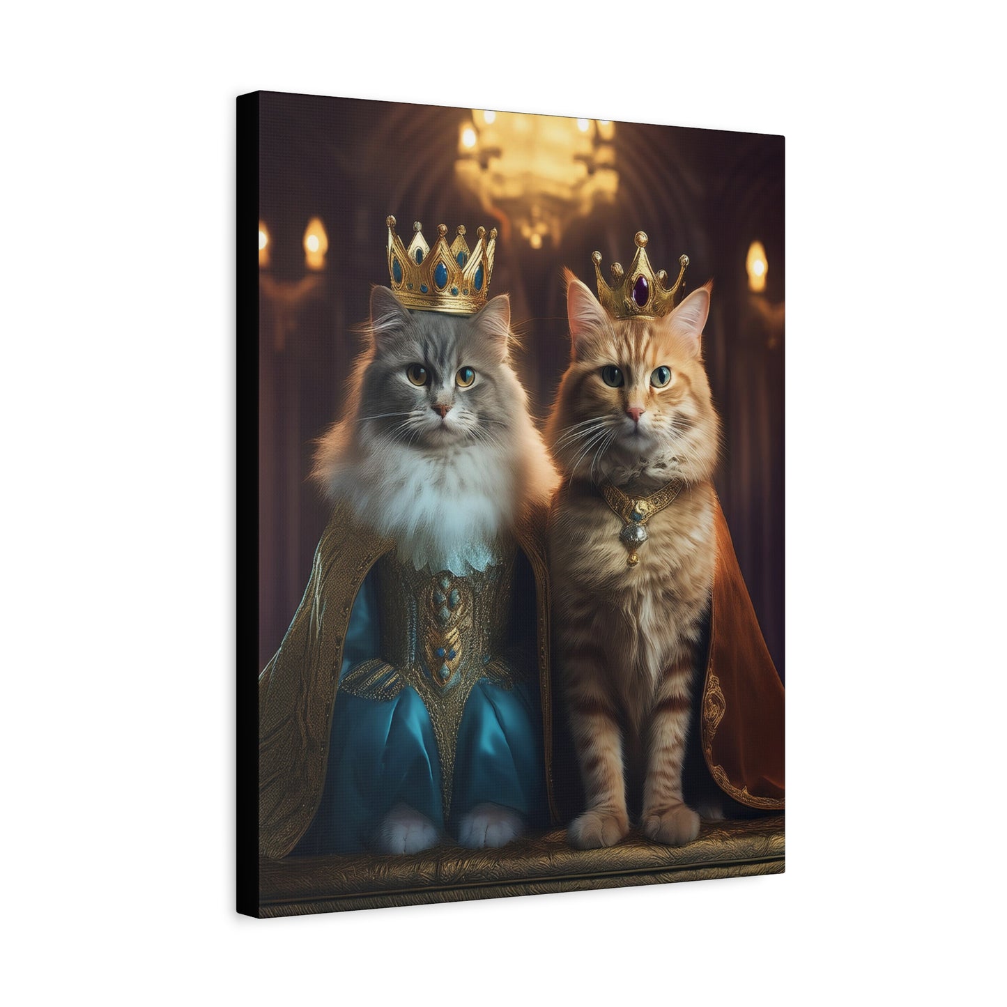 The Royal King and Queen of Meowsington Canvas Art | Stretched Matte Wall Decor 003