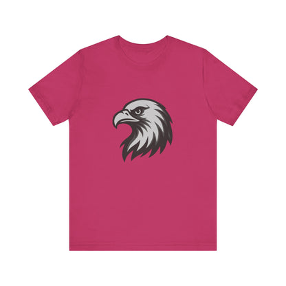 Eagle Head Graphic T-Shirt – Bold Dark Theme Grayscale Bird of Prey Design on Black Tee with Fierce Detail and Modern Ghost Effect. Unisex Jersey Short Sleeve Tee