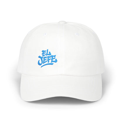 El Jefe Classic Dad Hat – Embroidered Bold Text Hat for Boss Energy, Leadership Style, and Latin Flair. Blue Letters